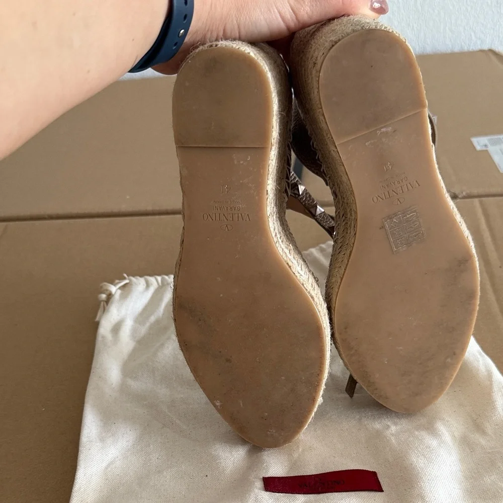 Valentino Garavani Tan Wedge Sandals